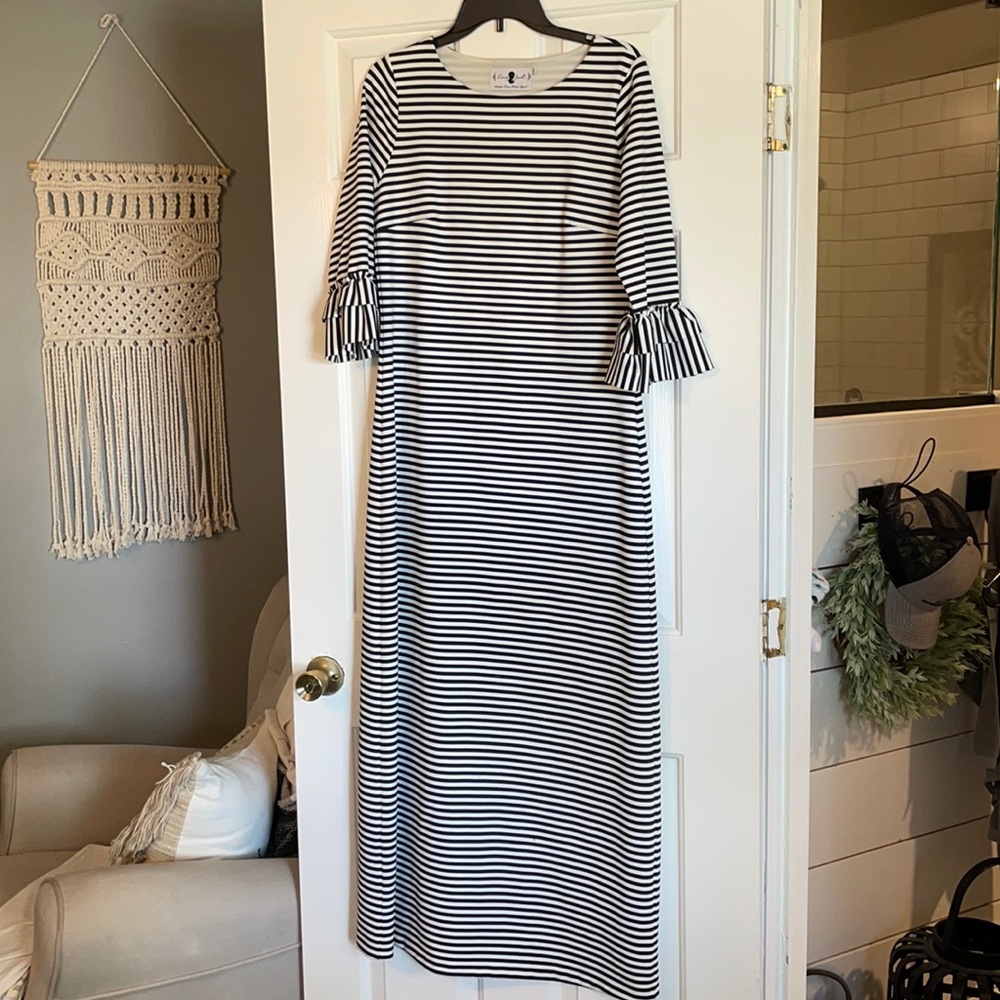 Black and white stripe dainty jewells dress